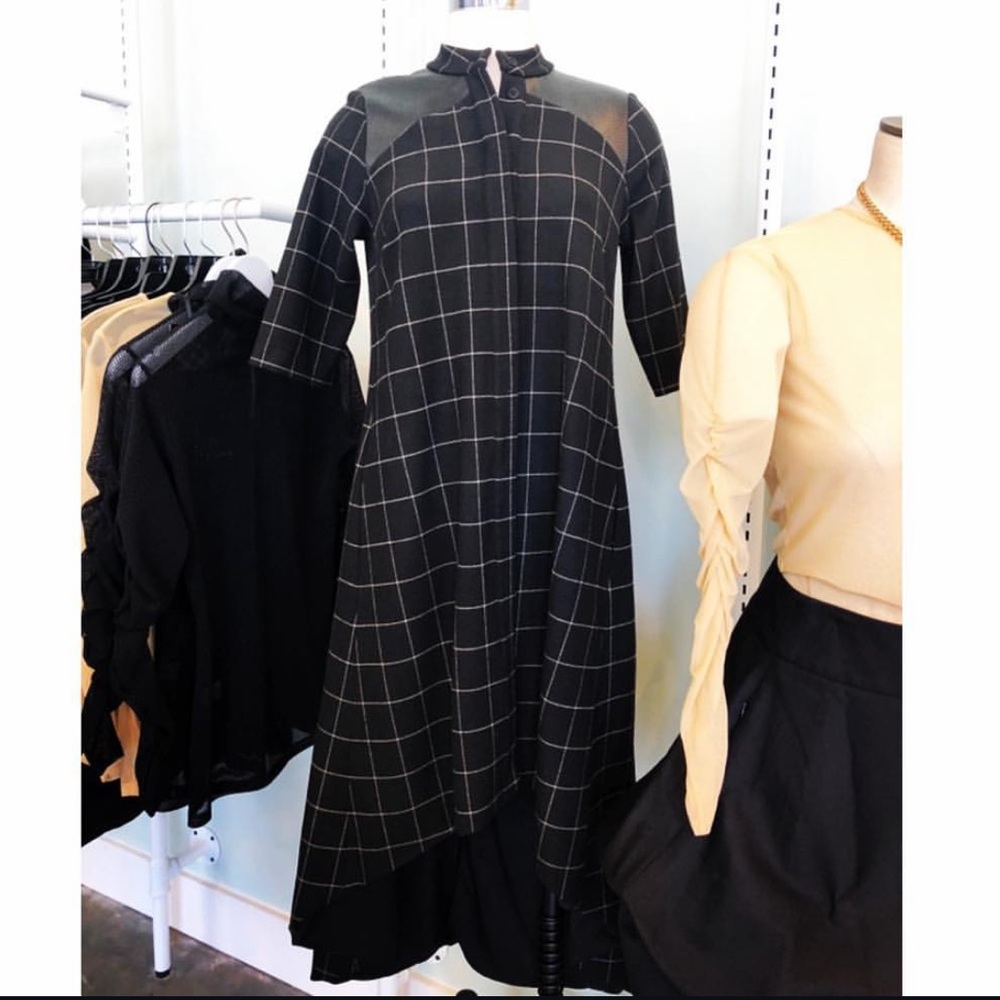 Staci Snider hemingway black plaid button down designer dress jacket XS